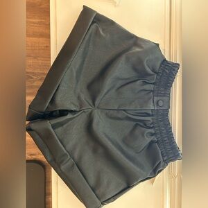 Black faux leather shorts